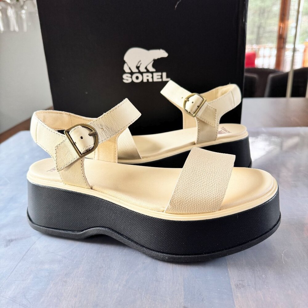 SOREL Dayspring Platform Ankle Strap Sandals Women - Honey White/Black